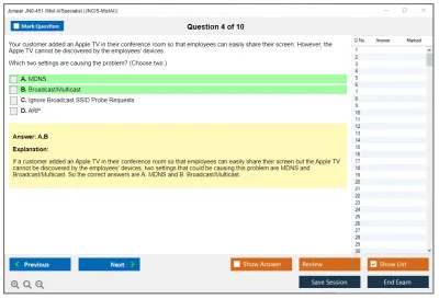 Juniper JN0-451 Mist AI - Specialist (JNCIS-MistAI) Practice test exam simulator test engine exam Prep practice test questions answers Image 4