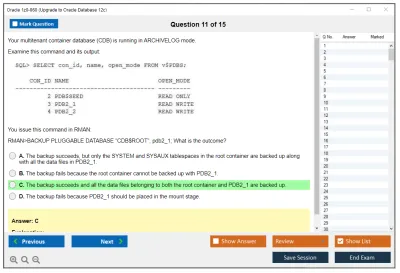 Oracle 1z0-060 Upgrade to Oracle Database 12c Practice test exam simulator test engine exam Prep practice test questions answers Image 11