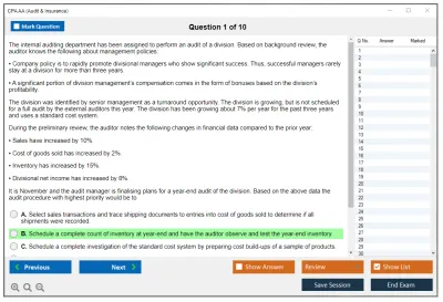 CPA AA Audit & Insurance Practice test exam simulator test engine exam Prep practice test questions answers Image 1