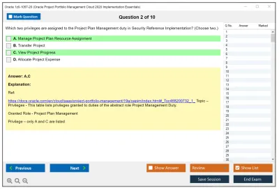Oracle 1z0-1057-20 Oracle Project Portfolio Management Cloud 2020 Implementation Essentials Practice test exam simulator test engine exam Prep practice test questions answers Image 2