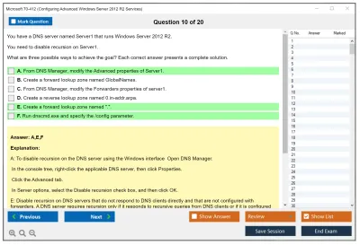Microsoft 70-412 Configuring Advanced Windows Server 2012 R2 Services Practice test exam simulator test engine exam Prep practice test questions answers Image 10