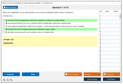Veritas VCS-260 Administration of Veritas InfoScale Availability 7.3 for UNIX/Linux Practice test exam simulator test engine exam Prep practice test questions answers Image 1
