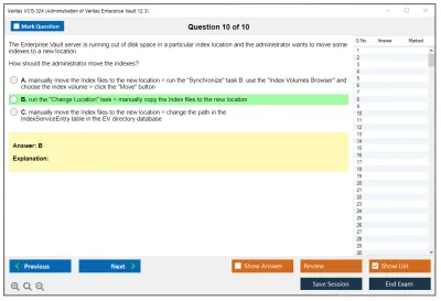 Veritas VCS-324 Administration of Veritas Enterprise Vault 12.3 Practice test exam simulator test engine exam Prep practice test questions answers Image 10
