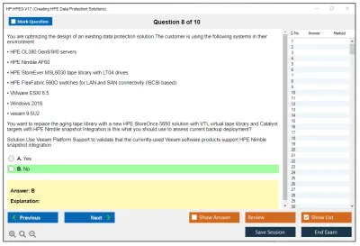HP HPE0-V17 Creating HPE Data Protection Solutions Practice test exam simulator test engine exam Prep practice test questions answers Image 8