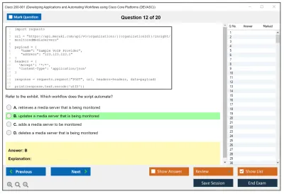 Cisco 200-901 DevNet Associate (DEVASC) Practice test exam simulator test engine exam Prep practice test questions answers Image 12
