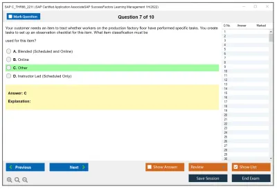 SAP C_THR88_2211 SAP Certified Application AssociateSAP SuccessFactors Learning Management 1H/2022 Practice test exam simulator test engine exam Prep practice test questions answers Image 7