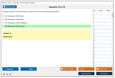 VMware 1V0-61.21 Associate VMware Digital Workspace Practice test exam simulator test engine exam Prep practice test questions answers Image 10