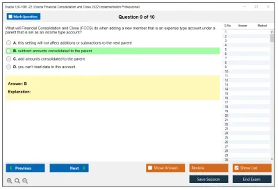 Oracle 1z0-1081-22 Oracle Financial Consolidation and Close 2022 Implementation Professional Practice test exam simulator test engine exam Prep practice test questions answers Image 9