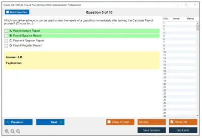 Oracle 1z0-1050-22 Oracle Payroll Cloud 2022 Implementation Professional Practice test exam simulator test engine exam Prep practice test questions answers Image 5