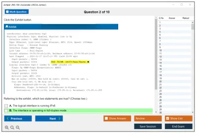 Juniper JN0-104 Junos - Associate (JNCIA-Junos) Practice test exam simulator test engine exam Prep practice test questions answers Image 2