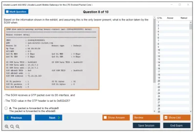 Alcatel-Lucent 4A0-M02 Alcatel-Lucent Mobile Gateways for the LTE Evolved Packet Core  Practice test exam simulator test engine exam Prep practice test questions answers Image 8