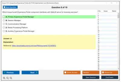 Avaya 3314 Avaya Aura Experience Portal with POM Implementation and Maintenance Exam Practice test exam simulator test engine exam Prep practice test questions answers Image 8