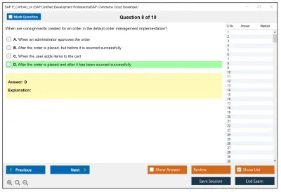 SAP P_C4H340_24 SAP Certified Development ProfessionalSAP Commerce Cloud Developer Practice test exam simulator test engine exam Prep practice test questions answers Image 8