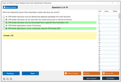 Oracle 1z0-1035-22 Oracle Intelligent Advisor 2022 Implementation Professional Practice test exam simulator test engine exam Prep practice test questions answers Image 2