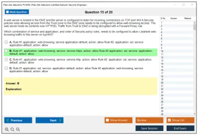 Palo Alto Networks PCNSE Palo Alto Networks Certified Security Engineer (PCNSE) PAN-OS 11.0 Practice test exam simulator test engine exam Prep practice test questions answers Image 15