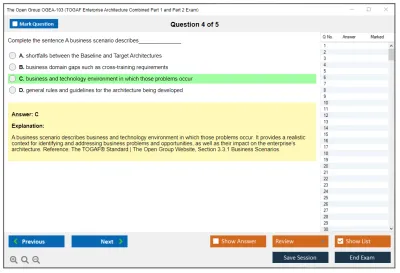 The Open Group OGEA-103 TOGAF Enterprise Architecture Combined Part 1 and Part 2 Exam Practice test exam simulator test engine exam Prep practice test questions answers Image 4