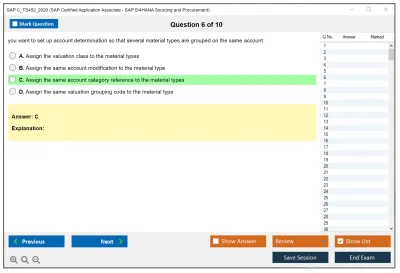 SAP C_TS452_2020 SAP Certified Application Associate - SAP S/4HANA Sourcing and Procurement Practice test exam simulator test engine exam Prep practice test questions answers Image 6