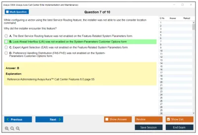 Avaya 3304 Avaya Aura Call Center Elite Implementation and Maintenance Practice test exam simulator test engine exam Prep practice test questions answers Image 7