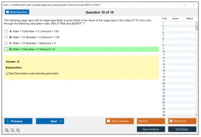 SAP C_HCMPAY2203 SAP Certified Associate - SAP HCM Payroll with ERP 6.0 EHP7 Practice test exam simulator test engine exam Prep practice test questions answers Image 10