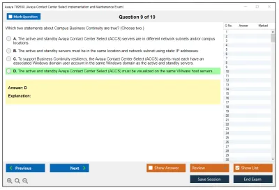 Avaya 78950X Avaya Contact Center Select Implementation and Maintenance Exam Practice test exam simulator test engine exam Prep practice test questions answers Image 9