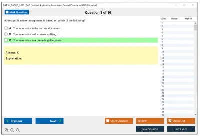 SAP C_S4FCF_2020 SAP Certified Application Associate - Central Finance in SAP S/4HANA Practice test exam simulator test engine exam Prep practice test questions answers Image 8