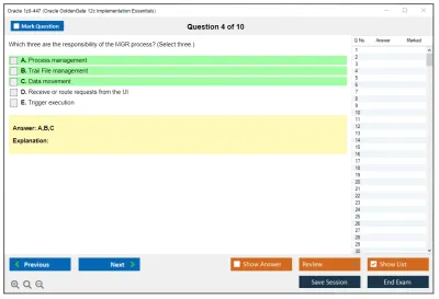 Oracle 1z0-447 Oracle GoldenGate 12c Implementation Essentials Practice test exam simulator test engine exam Prep practice test questions answers Image 4