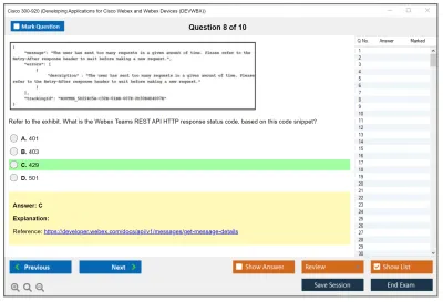 Cisco 300-920 Developing Applications for Cisco Webex and Webex Devices (DEVWBX) Practice test exam simulator test engine exam Prep practice test questions answers Image 8