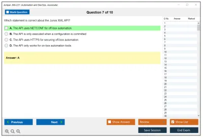 Juniper JN0-221 Automation and DevOps, Associate Practice test exam simulator test engine exam Prep practice test questions answers Image 7