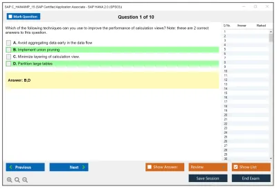 SAP C_HANAIMP_15 SAP Certified Application Associate - SAP HANA 2.0 (SPS03) Practice test exam simulator test engine exam Prep practice test questions answers Image 1