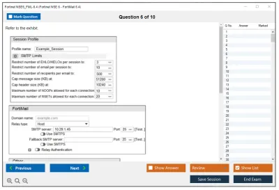 Fortinet NSE6_FML-6.4 Fortinet NSE 6 - FortiMail 6.4 Practice test exam simulator test engine exam Prep practice test questions answers Image 6