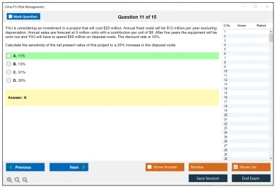 Cima P3 Risk Management Practice test exam simulator test engine exam Prep practice test questions answers Image 11