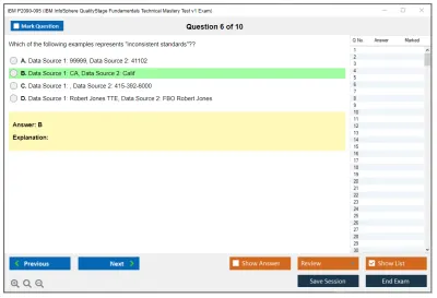 IBM P2090-095 IBM InfoSphere QualityStage Fundamentals Technical Mastery Test v1 Exam Practice test exam simulator test engine exam Prep practice test questions answers Image 6