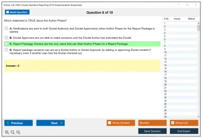 Oracle 1z0-1083 Oracle Narrative Reporting 2019 Implementation Essentials Practice test exam simulator test engine exam Prep practice test questions answers Image 8