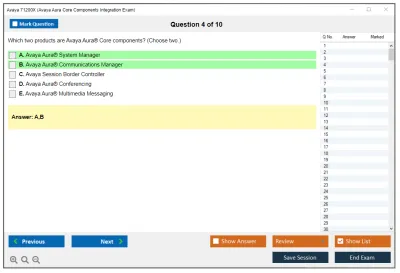 Avaya 71200X Avaya Aura Core Components Integration Exam Practice test exam simulator test engine exam Prep practice test questions answers Image 4