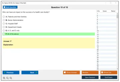 Six Sigma SSWB Six Sigma White Belt Practice test exam simulator test engine exam Prep practice test questions answers Image 10