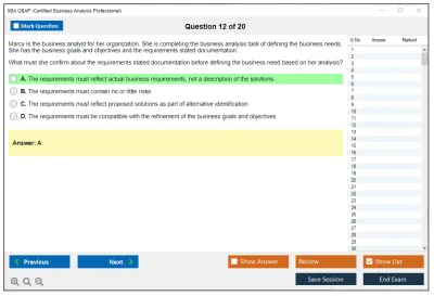 IIBA CBAP Certified Business Analysis Professional (CBAP) Practice test exam simulator test engine exam Prep practice test questions answers Image 12