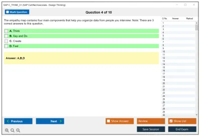 SAP C_THINK_01 SAP Certified Associate - Design Thinking Practice test exam simulator test engine exam Prep practice test questions answers Image 4