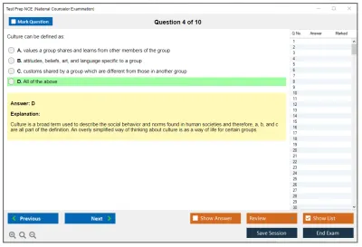 Test Prep NCE National Counselor Examination Practice test exam simulator test engine exam Prep practice test questions answers Image 4