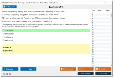 EMC DES-1111 Specialist - Technology Architect. PowerMax and VMAX All Flash Solutions Exam Practice test exam simulator test engine exam Prep practice test questions answers Image 2
