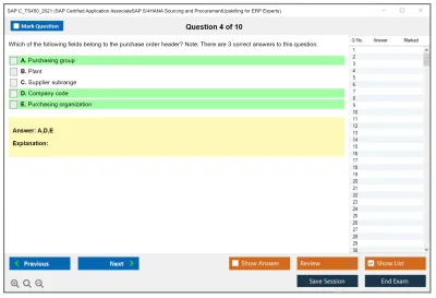 SAP C_TS450_2021 SAP Certified Application AssociateSAP S/4HANA Sourcing and ProcurementUpskilling for ERP Experts Practice test exam simulator test engine exam Prep practice test questions answers Image 4