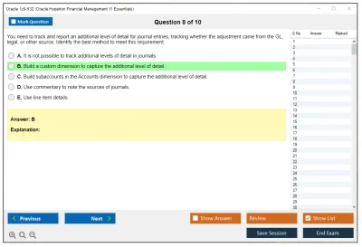 Oracle 1z0-532 Oracle Hyperion Financial Management 11 Essentials Practice test exam simulator test engine exam Prep practice test questions answers Image 8