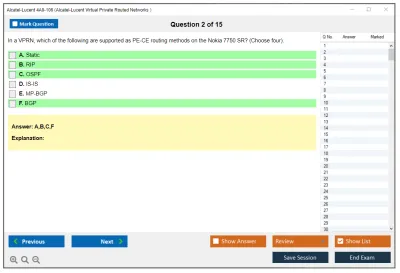 Alcatel-Lucent 4A0-106 Nokia Virtual Private Routed Networks Practice test exam simulator test engine exam Prep practice test questions answers Image 2