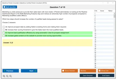 Salesforce Pardot-Consultant Salesforce Certified Pardot Consultant Practice test exam simulator test engine exam Prep practice test questions answers Image 7