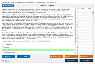 Test Prep COMPASS-Test Computer-adaptive Placement, Assessment, and Support System: English, Math, Writing Practice test exam simulator test engine exam Prep practice test questions answers Image 18