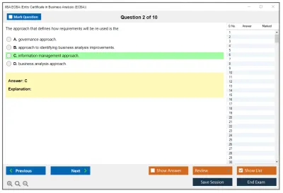 IIBA ECBA Entry Certificate in Business Analysis (ECBA) Practice test exam simulator test engine exam Prep practice test questions answers Image 2