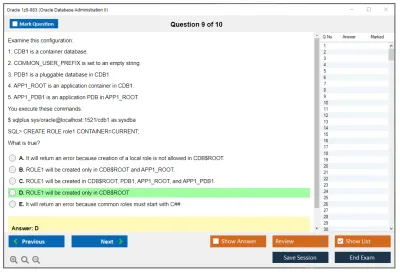 Oracle 1z0-083 Oracle Database Administration II Practice test exam simulator test engine exam Prep practice test questions answers Image 9