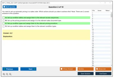SAP C_TS462_2021 SAP Certified Application AssociateSAP S/4HANA Sales 2021 Practice test exam simulator test engine exam Prep practice test questions answers Image 2