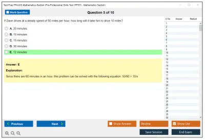 Test Prep PRAXIS-Mathematics-Section Pre-Professional Skills Test (PPST) - Mathematics Section Practice test exam simulator test engine exam Prep practice test questions answers Image 5