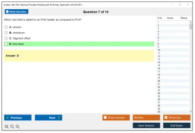 Juniper JN0-363 Service Provider Routing and Switching, Specialist (JNCIS-SP) Practice test exam simulator test engine exam Prep practice test questions answers Image 7