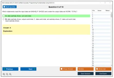 SAS Institute A00-215 SAS Certified Associate: Programming Fundamentals Using SAS 9.4 Practice test exam simulator test engine exam Prep practice test questions answers Image 9